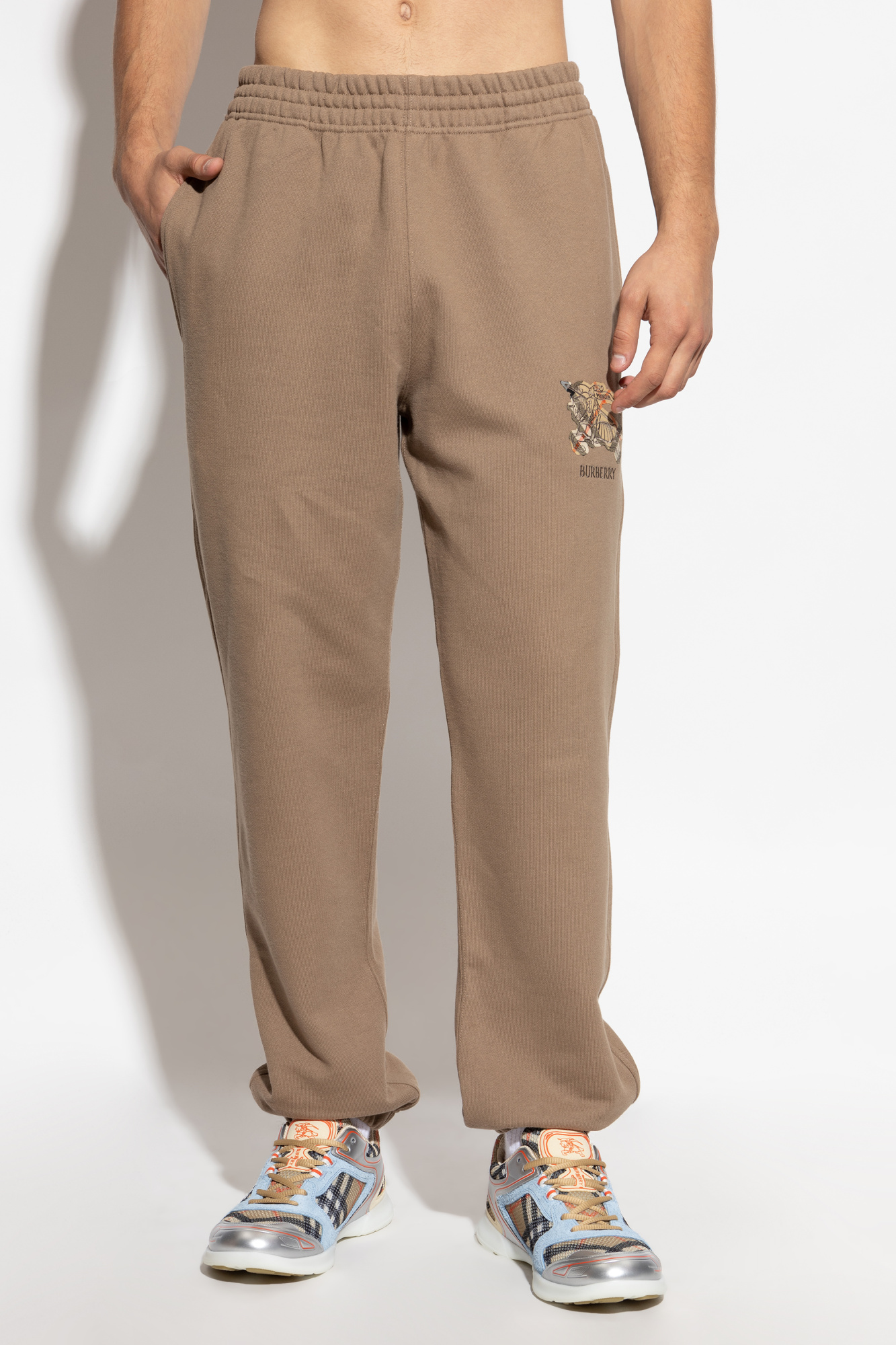 zdchhページ Beżowy Spodnie dresowe z naszywką z logo Burberry - Vitkac